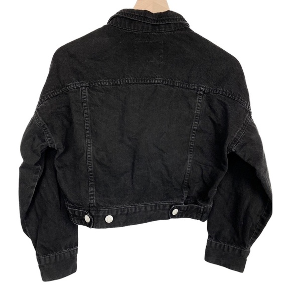 H&M Oversized Cropped Black Denim Jean Jacket - Size XS - Picture 4 of 6